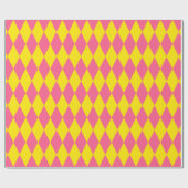 Pink and Yellow Harlequin Checkered Design  Cadeaupapier (Vlak)