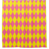 Pink and Yellow Harlequin Checkered Design  Douchegordijn (Voorkant)