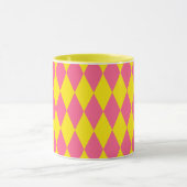 Pink and Yellow Harlequin Checkered Design  Mok (Midden)