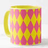 Pink and Yellow Harlequin Checkered Design  Mok
