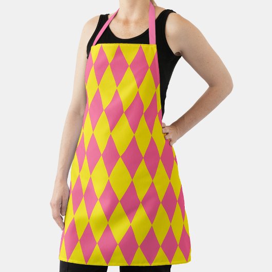 Pink and Yellow Harlequin Checkered Design  Schort