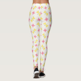 Pink and yellow pinwheel floral leggings
