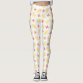 Pink and yellow pinwheel floral leggings (Voorkant)