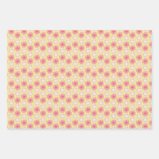 pink and yellow retro flower inpakpapier vel