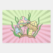 Pink and Yellow Retro Pop Art Mushroom Birthday Inpakpapier Vel (Voorkant)