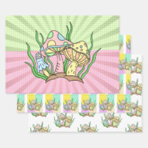 Pink and Yellow Retro Pop Art Mushroom Birthday