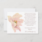 Pink Anemone begrafenis Dank u kaart, sympathie Notitiekaartje (Voorkant)