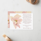 Pink Anemone begrafenis Dank u kaart, sympathie Notitiekaartje (Voorkant / Achterkant in situ)