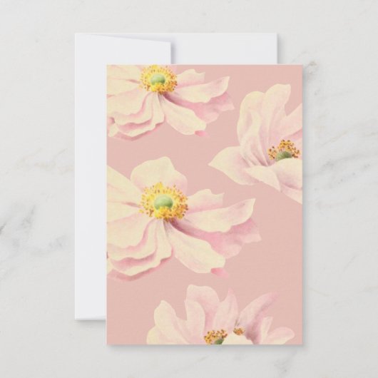 Pink Anemone begrafenis Dank u kaart, sympathie Notitiekaartje (Achterkant)