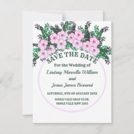 Pink anemone Greenery Floral Save the Date