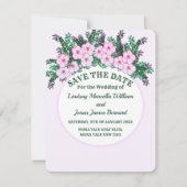 Pink anemone Greenery Floral Save the Date Kaart (Voorkant)