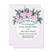 Pink anemone Greenery Floral Save the Date