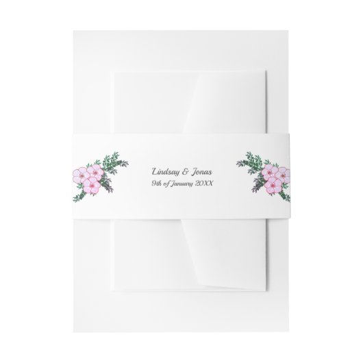 Pink Anemone Greenery Floral Wedding Belly Bands Uitnodigingen Wikkel (Voorkant Voorbeeld)