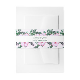 Pink Anemone Greenery Floral Wedding Belly Bands Uitnodigingen Wikkel