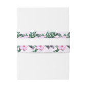 Pink Anemone Greenery Floral Wedding Belly Bands Uitnodigingen Wikkel (Achterkant Voorbeeld)