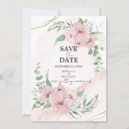 Pink Anemone Save the Date Kaart