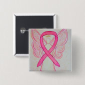 Pink Angel Awareness Ribbon Custom Art Pins Vierkante Button 5,1 Cm (Voorkant /achterkant)