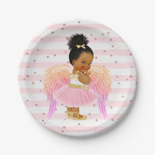 Pink Angel Ballerina Baby shower/Birthday Party Papieren Bordje (Voorkant)