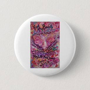 Pink Angel Cancer Poem Art Aangepaste Buttonnen Ronde Button 5,7 Cm