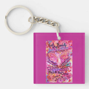 Pink Angel Cancer Poem Art Sleutelhangers