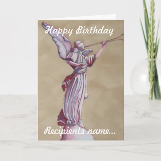 Pink Angel gepersonaliseerde Happy Birthday Art Ka Kaart (Voorkant)