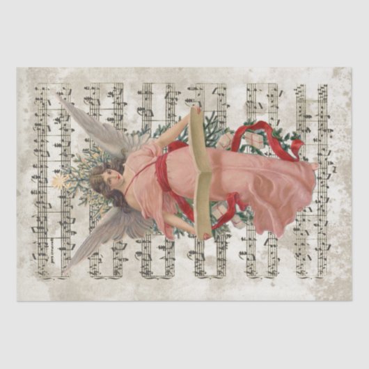 Pink Angel - kerstblad Music Decoupage Holiday Tissuepapier (Voorkant)