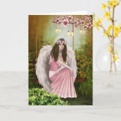 Pink Angel Sympathy Card Kaart (Gele Bloem)