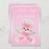 Pink Angel Teddy Bear Baby shower Kaart (Voorkant / Achterkant)