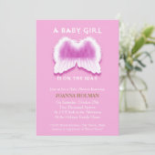 Pink Angel Wings Baby shower Kaart (Staand voorkant)