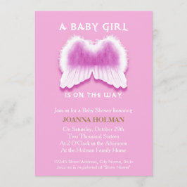 Pink Angel Wings Baby shower Kaart