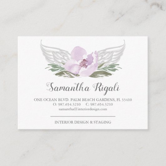 Pink Angel Wings Floral Visitekaartjes Informatiekaartje (Voorkant)