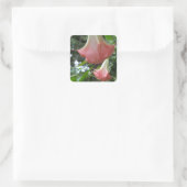 Pink Angels trompetbloemen Vierkante Sticker (Tas)