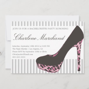 PINK ANIMAAL POMPS INVITATIES VAN BACHELORETTE-P KAART