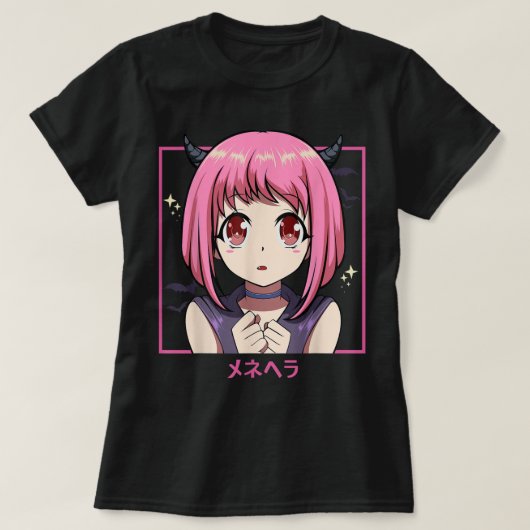Pink Anime Girl Devil Aesthetic T-shirt (Design voorkant)