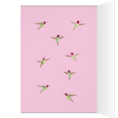 Pink Anna's Hummingbirds Birthday Card (Binnen (Links))