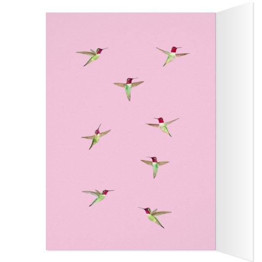 Pink Anna's Hummingbirds Birthday Card (Binnen (Links))