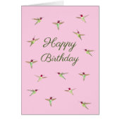 Pink Anna's Hummingbirds Birthday Card (Voorkant)