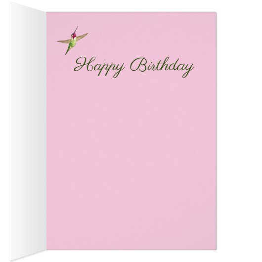 Pink Anna's Hummingbirds Birthday Card (Binnen (Rechts))
