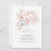 Pink Anthurium and Pampas Grass Floral Christening Kaart (Voorkant)