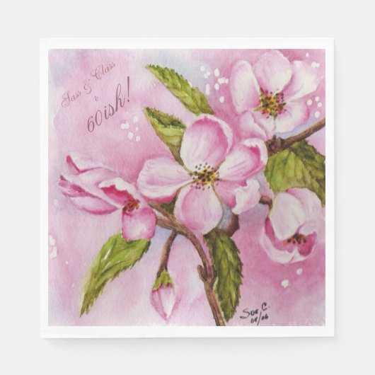 PINK APPARAAT BLOSSOMS FLOWER MONOGRAMMED SERVET (Voorkant)