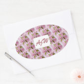 PINK APPARAAT BLOSSOMS MONOGRAMMED OVALE STICKER (Envelop)