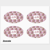 PINK APPARAAT BLOSSOMS MONOGRAMMED OVALE STICKER (Vel)