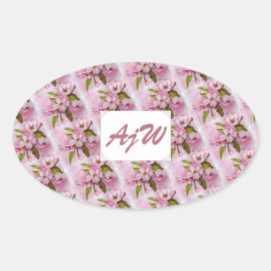PINK APPARAAT BLOSSOMS MONOGRAMMED OVALE STICKER