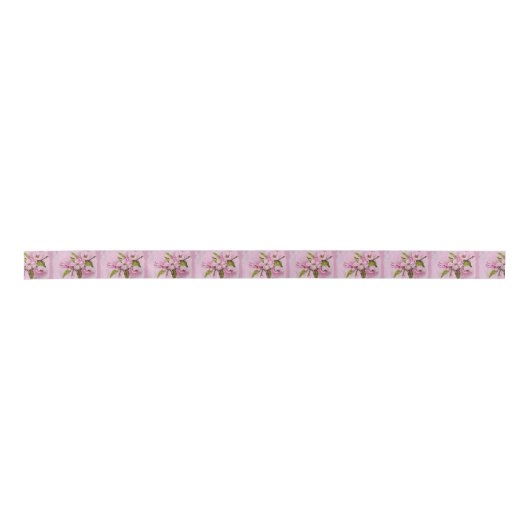 PINK APPARAAT BLOSSOMS RIBBON SATIJNEN LINT (Voorkant)