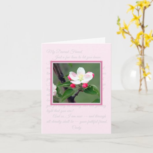 Pink Apple Blossom Classy Notecard Kaart (Gele Bloem)