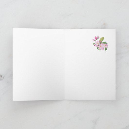 Pink Apple Blossom Moederdag Welsh Groet Kaart (Binnen)