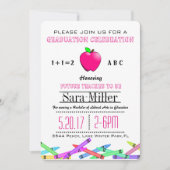 Pink Apple Teacher Afstuderen Invitation Kaart (Voorkant)