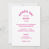 Pink Après Ski met de bruid To Be Bachelorette Kaart (Voorkant)