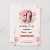 Pink Aprés Ski Skiing Birthday Invitation Kaart (Voorkant)