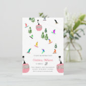 Pink Aprés Snowboard Snowboarden Verjaardag Kaart (Staand voorkant)